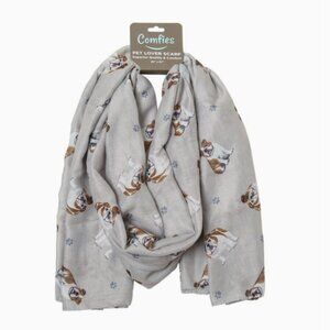 Bulldog Dog Lover scarf 35" X 67" 100% polyester ES Pets NEW